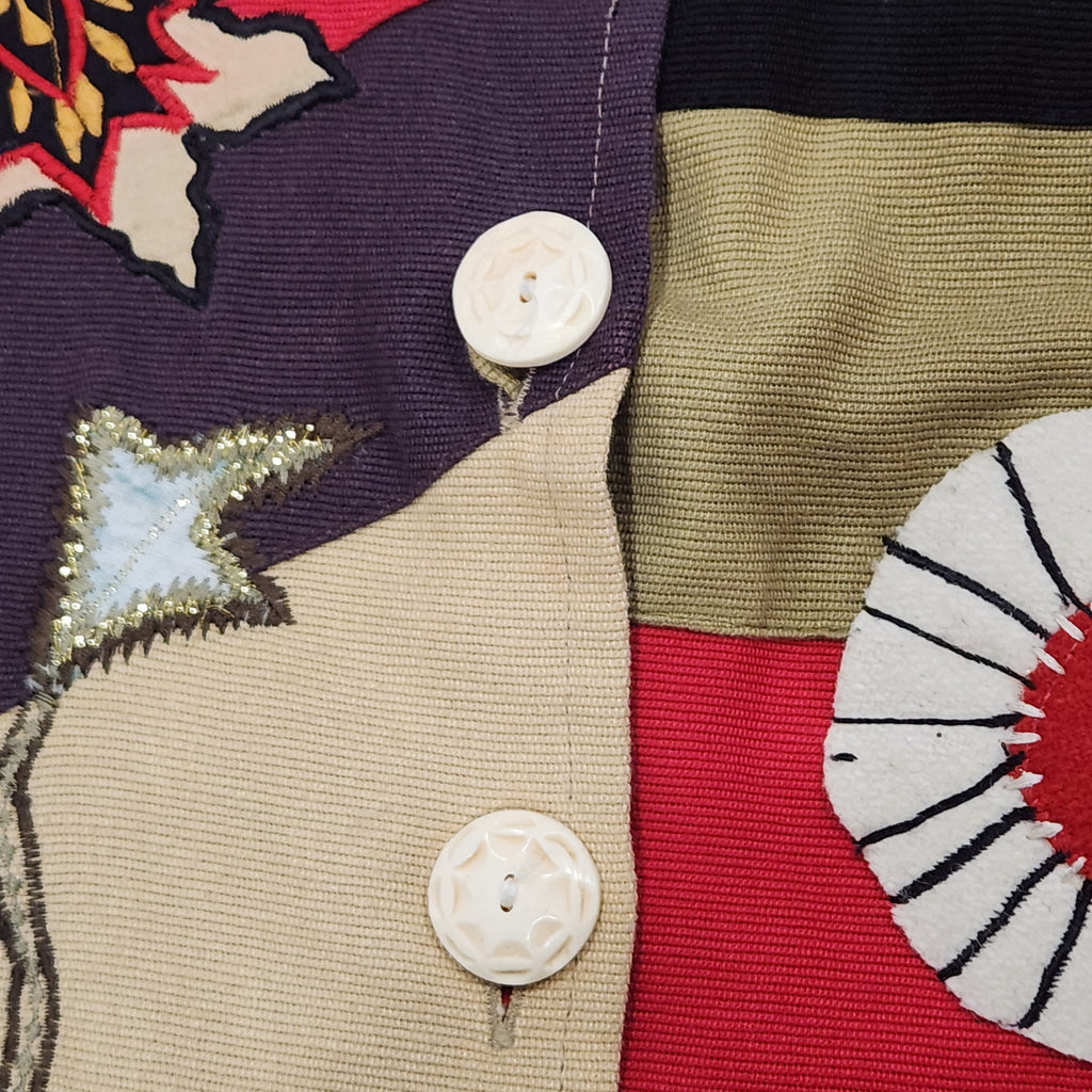 Vintage 1990s Allure Embroidered Patchwork Artwear Jacket — Size L