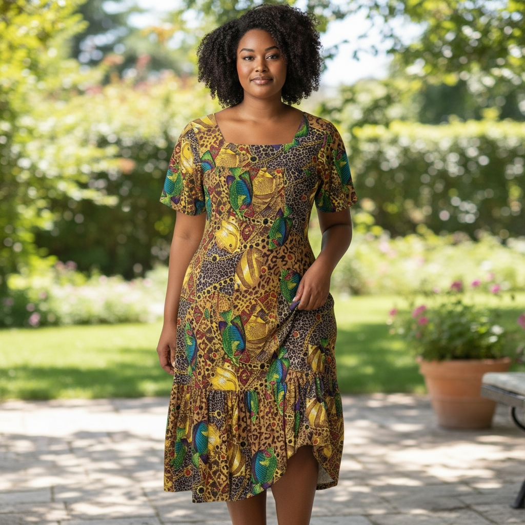 80s Vintage MuMu Phases Tropical Safari Cotton Maxi Dress Size XL, Mrs Roper Costume