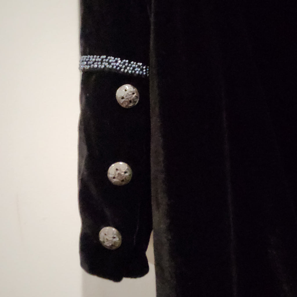 Georgie Black Silk-Blend Velvet Embellished Military Jacket