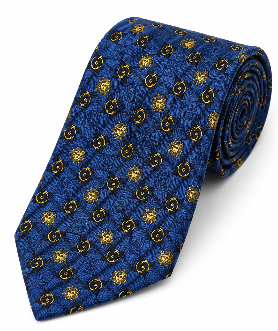 Vintage Gianni Versace Silk Tie – Blue Medusa Print