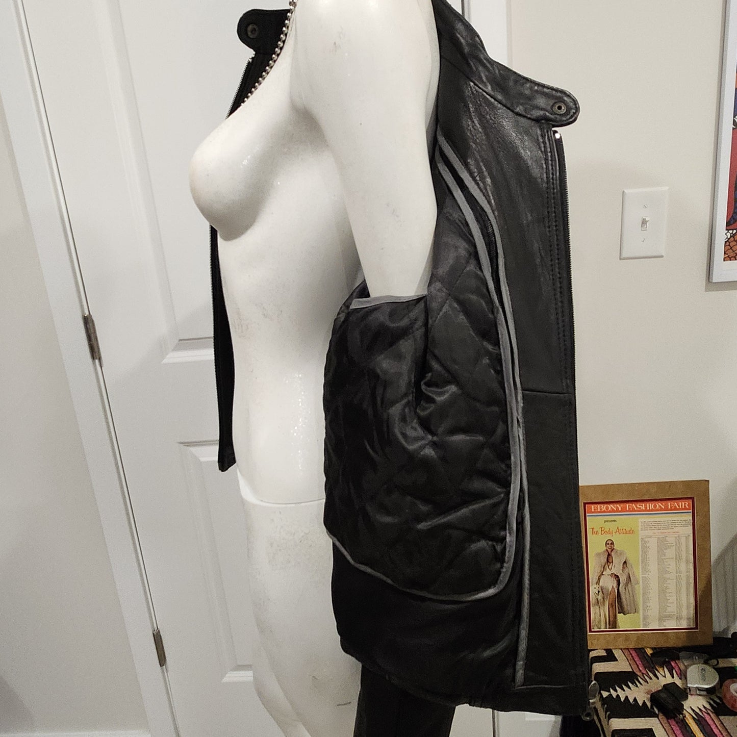 Genuine New Zealand Lambskin Leather Moto Jacket – Black M