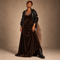 Armani Collezioni Chocolate Velvet & Silk Evening Gown | Made in Italy