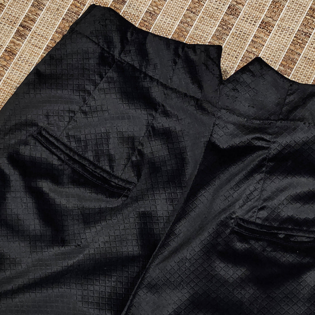 Vintage Black Diamond-Textured Velvet Flared Trousers
