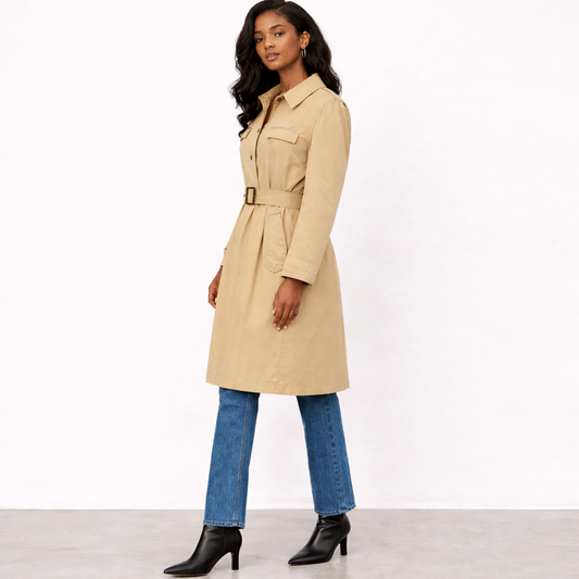 60s  Buoy Cloth Trench with Removable Wool & Camel Hair Lining Talon Zipper Size 38