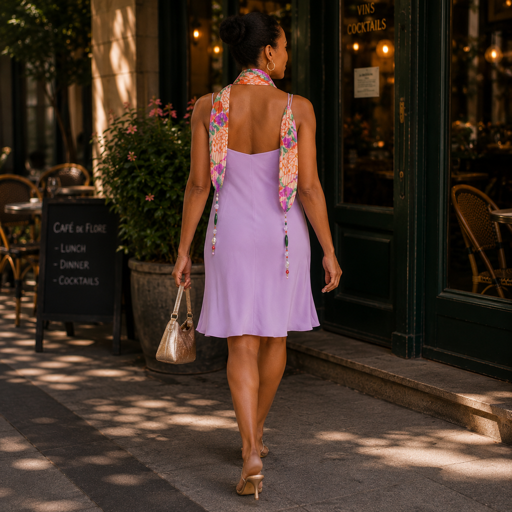 Vintage 1990s Agostino Lilac Silk Slip Dress | Bias Cut Minimalist Midi