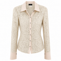 I.N.C. Cream Floral Lace Button-Up Blouse with Satin Collar | Y2K Romantic