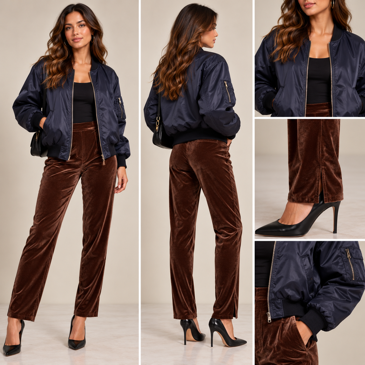 Vintage MONDI Chocolate Brown Cotton-Modal Velvet Trousers — Size 12