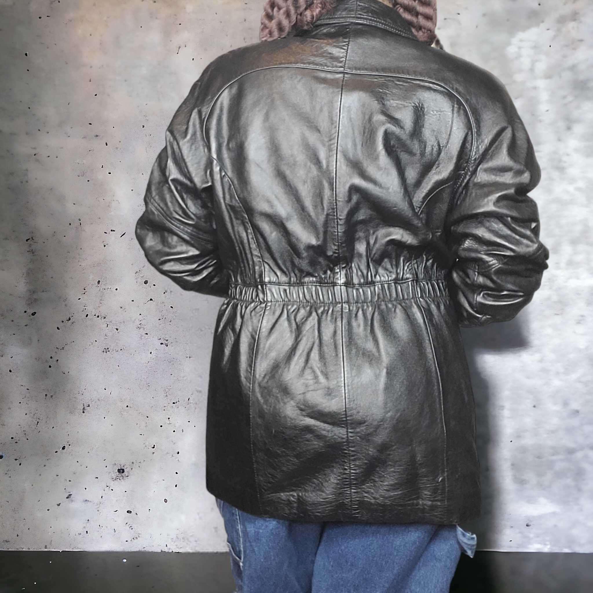 Vintage 1980s Black Leather Jacket G & M Studios Leather Jacket Size L