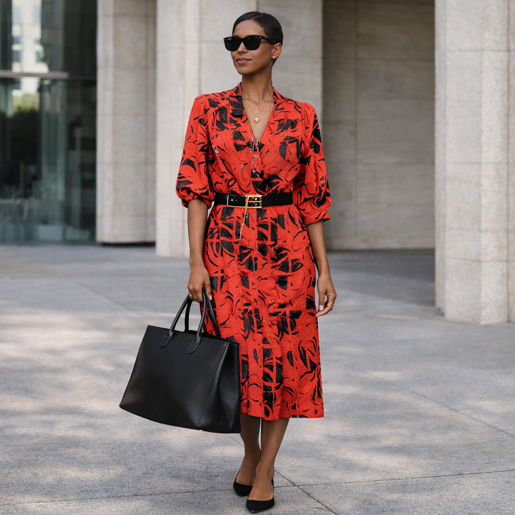 Jonathan Martin Jacquard Midi Dress Size L