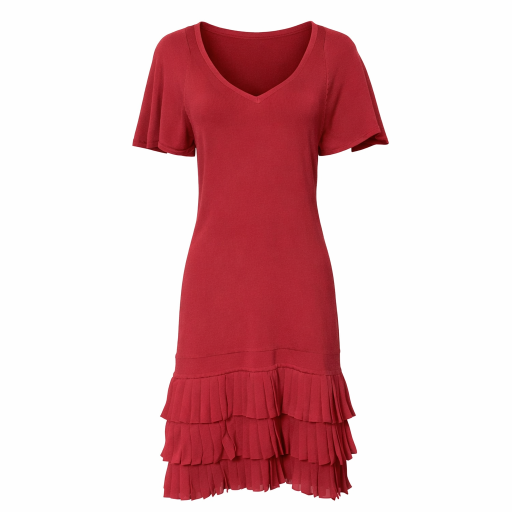 Karen Millen Raspberry Ruffle Hem Knit Dress — Contemporary Feminine Silhouette Size 3