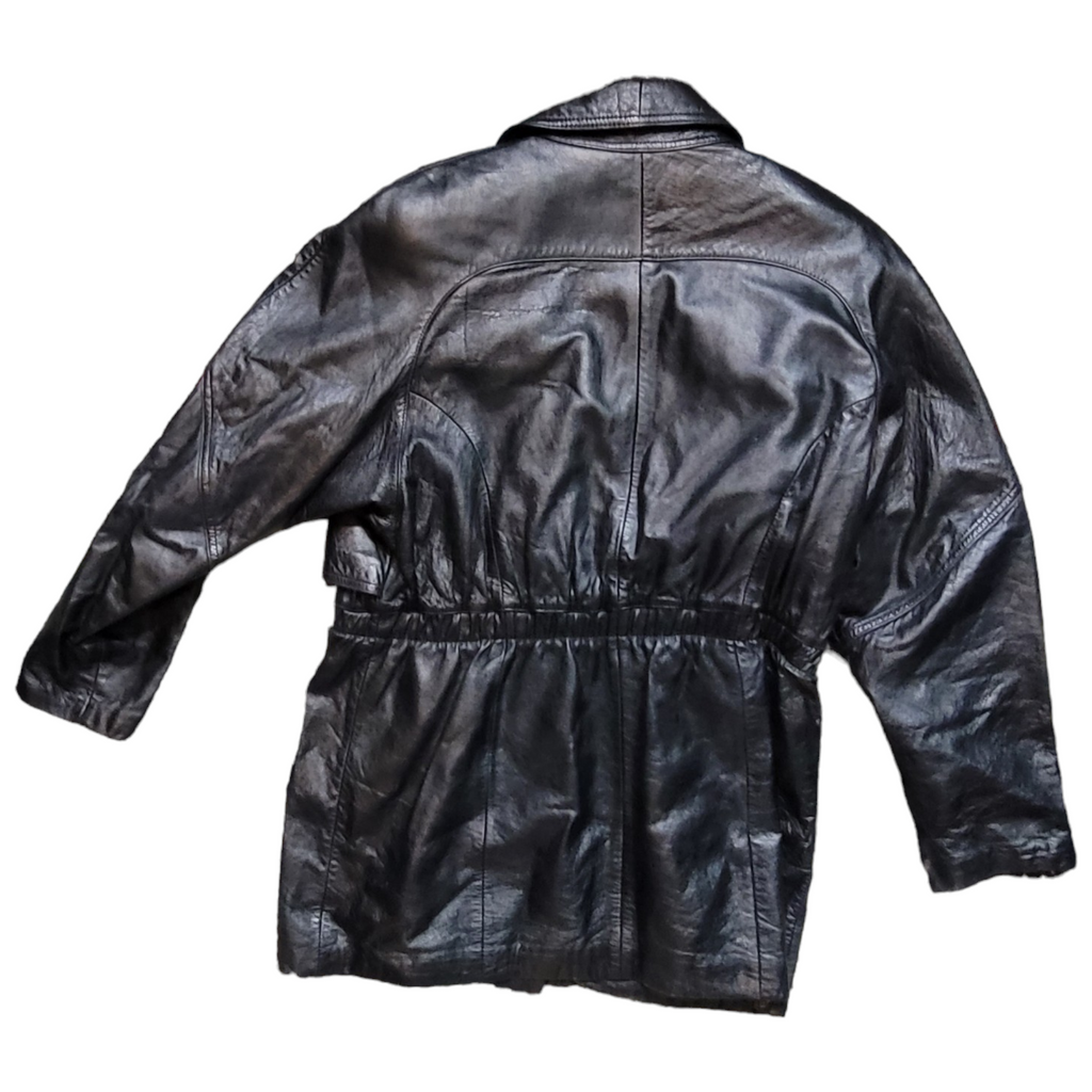 Vintage 1980s Black Leather Jacket G & M Studios Leather Jacket Size L