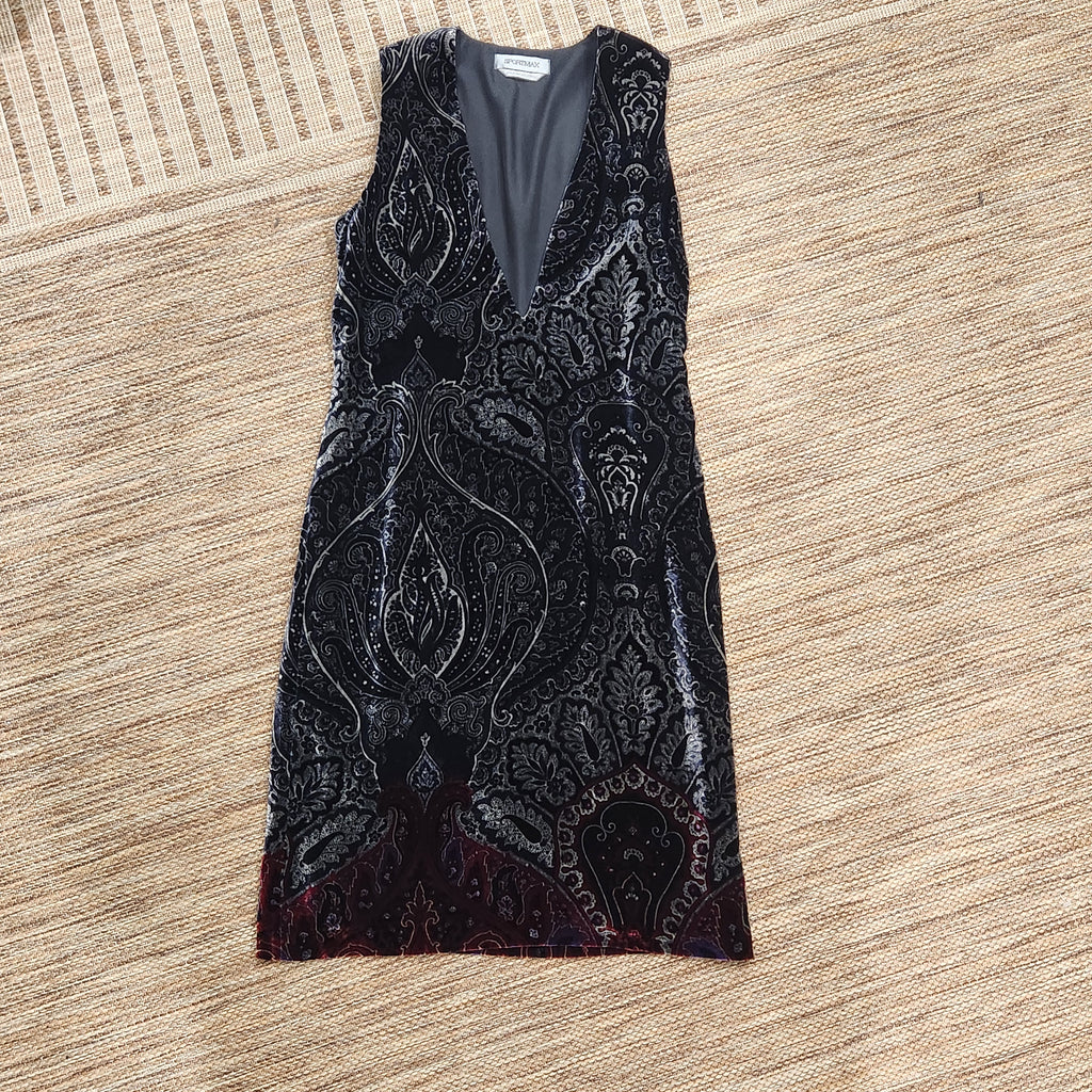 Vintage Sportmax Silk-Blend Paisley Velvet Dress | Made in Italy