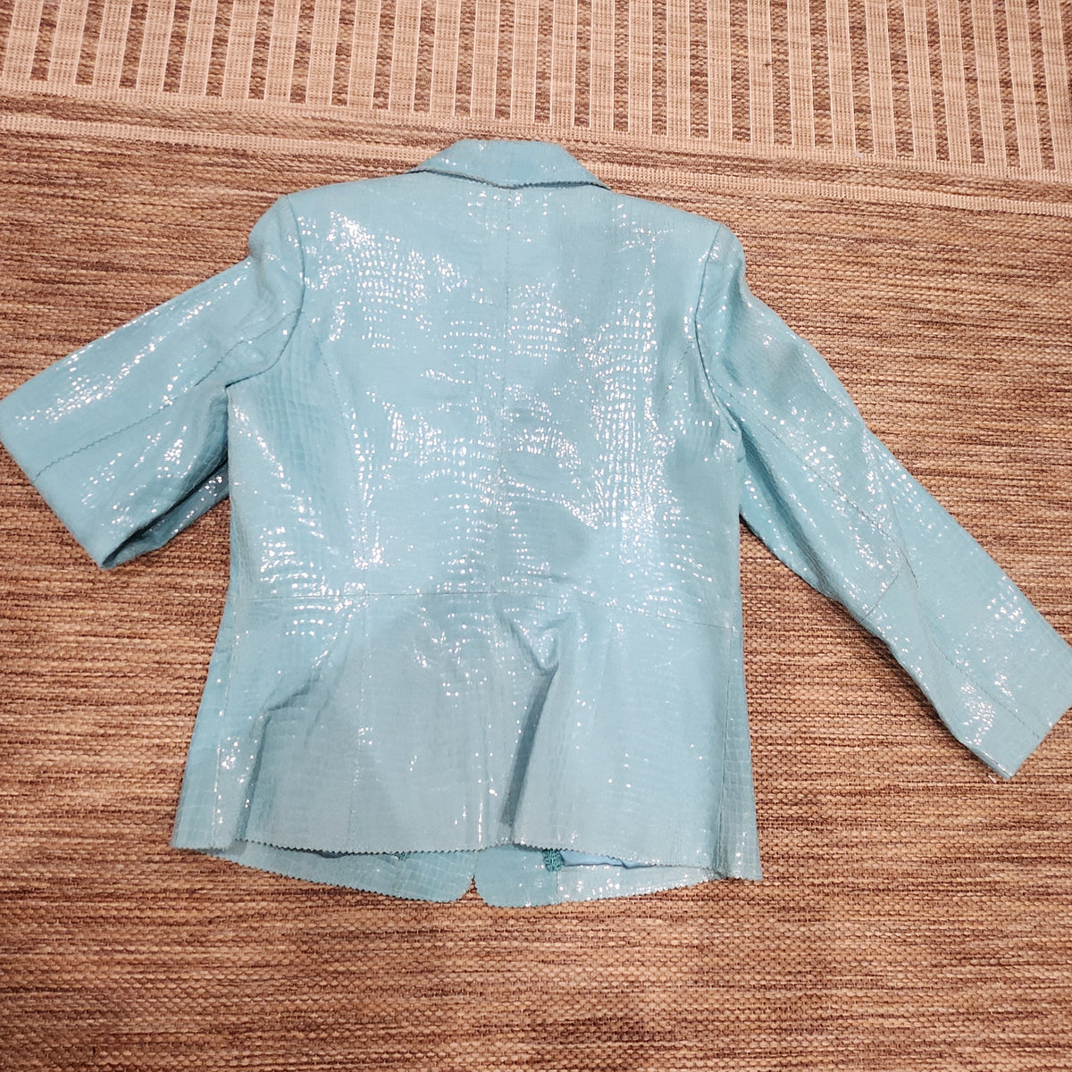Bradley Turquoise Croc-Embossed Genuine Leather Blazer