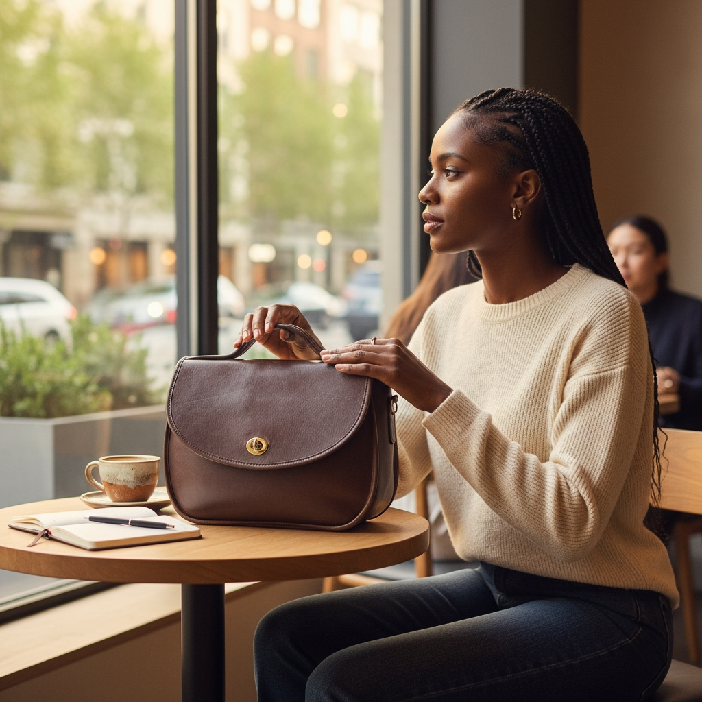 Vintage Brown Leather Saddle Bag