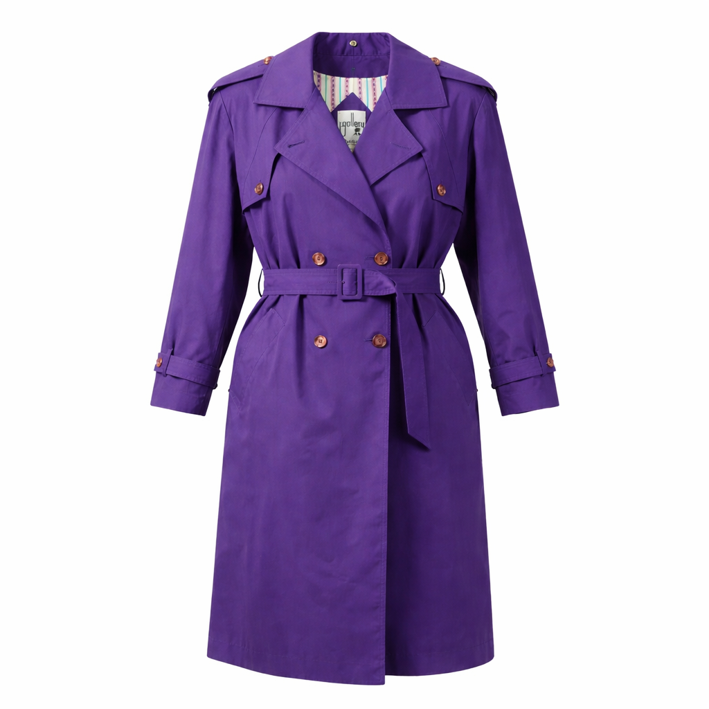 Vintage 90s J Gallery Royal Purple Hooded Trench Coat Size M