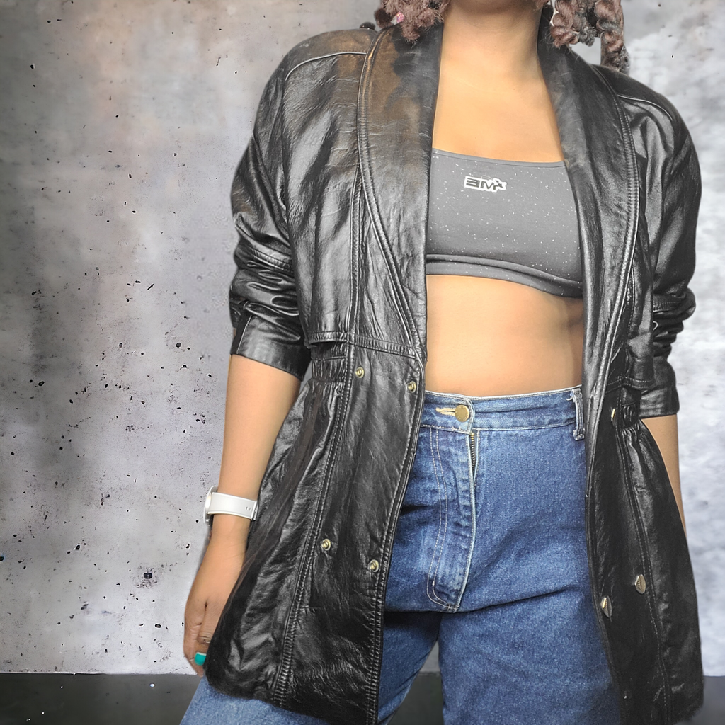 80s Black Vintage Leather Jackets Lucille Golden Vintage 