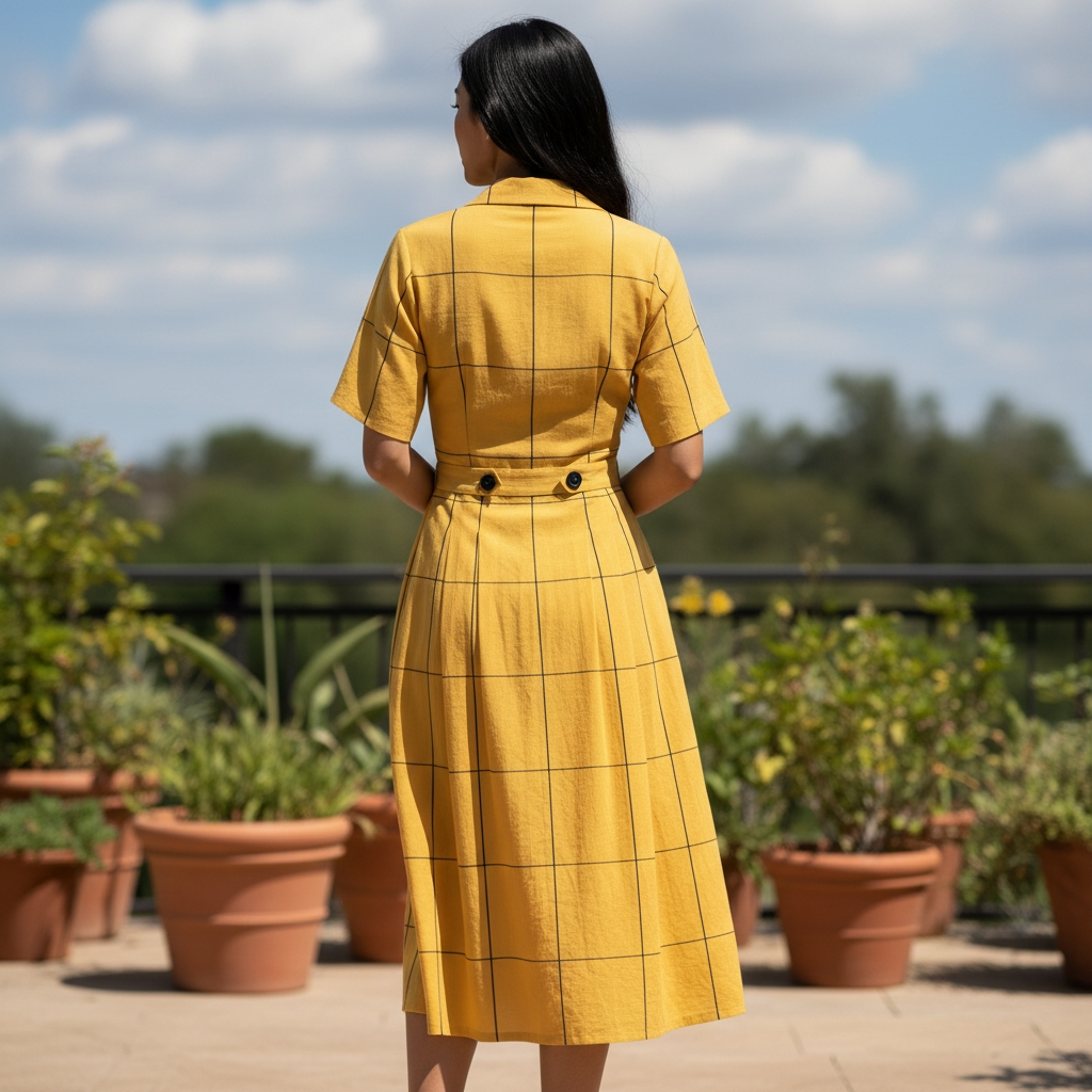 1980s Vintage Ronnie Heller Designs For Miss Bergdorf Now Plaid 100% Cotton Dress