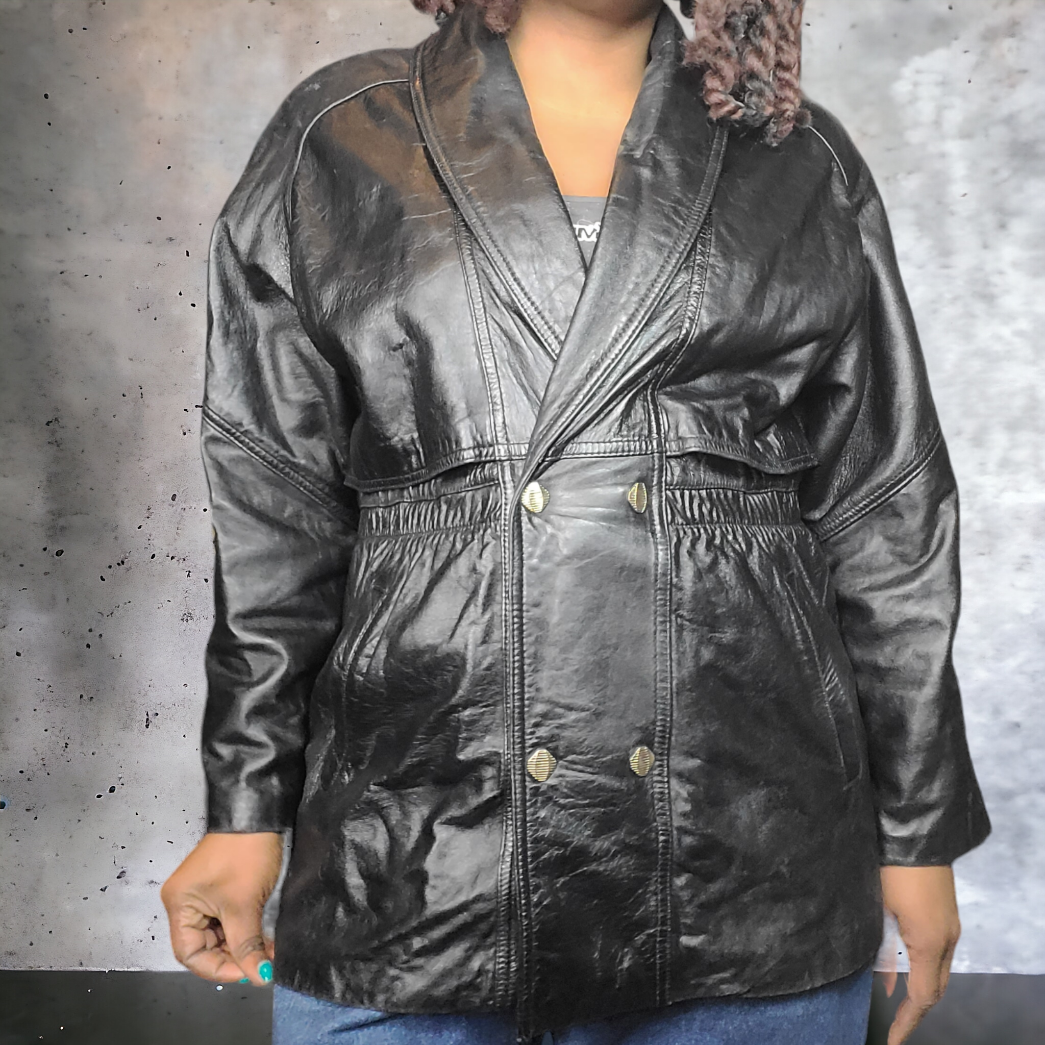 Vintage 1980s Black Leather Jacket G & M Studios Leather Jacket Size L