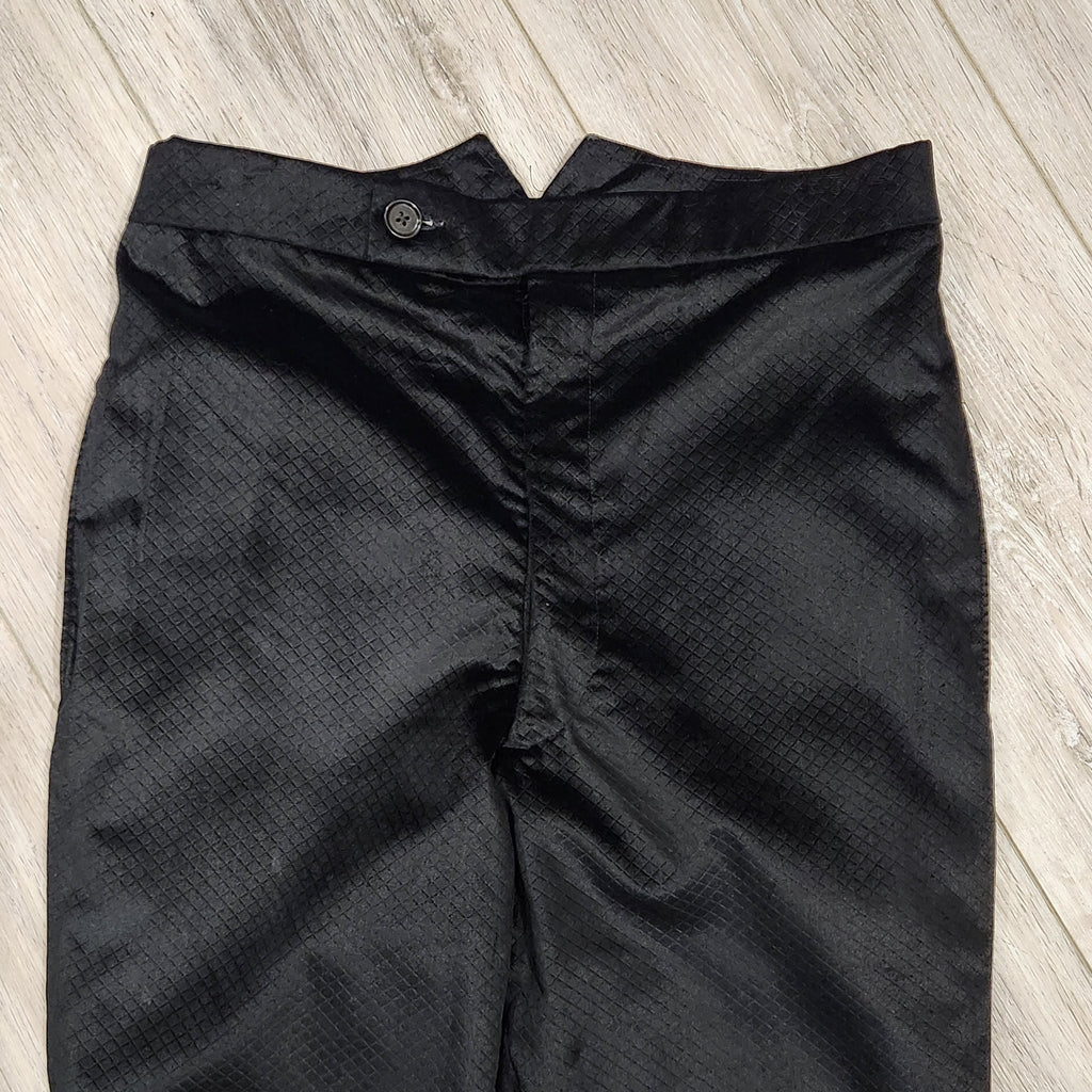 Vintage Black Diamond-Textured Velvet Flared Trousers