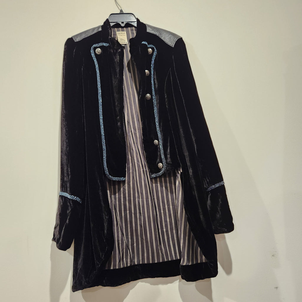 Georgie Black Silk-Blend Velvet Embellished Military Jacket