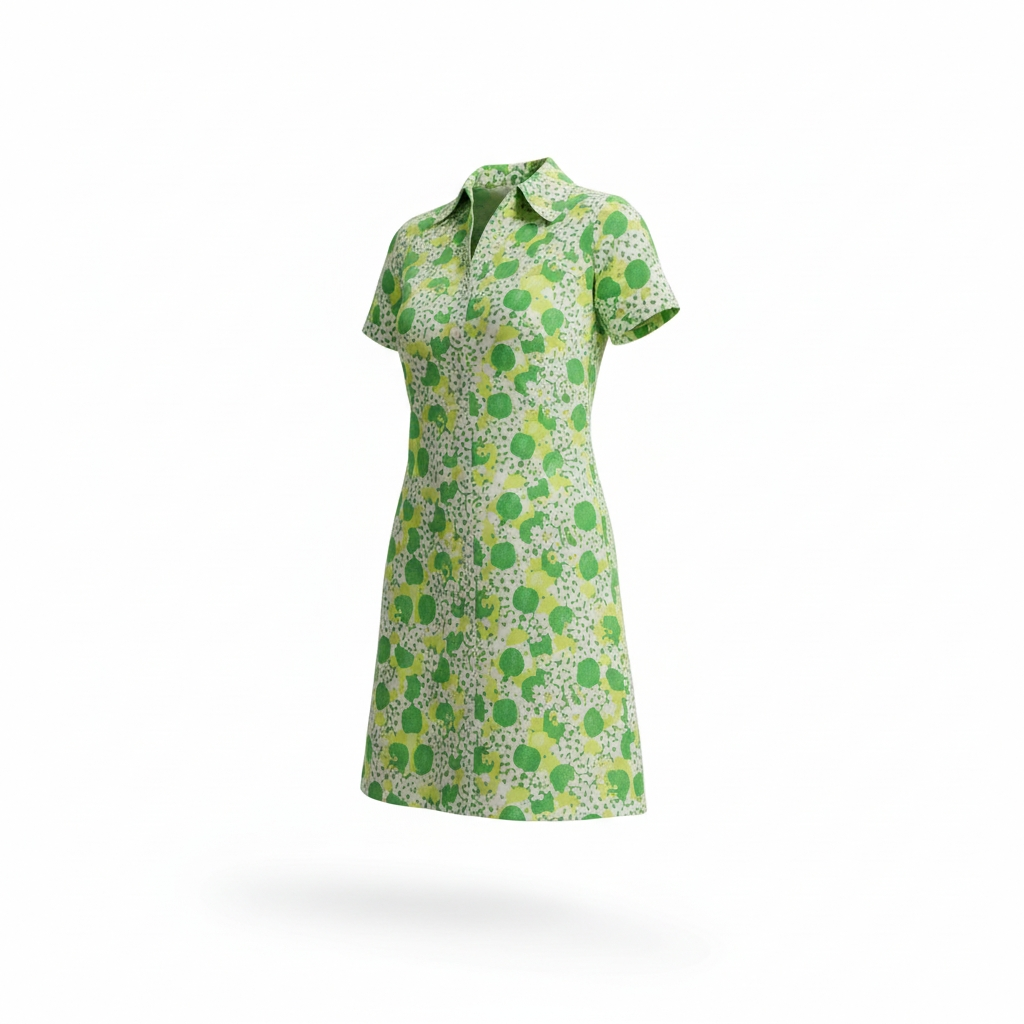 1960s Vintage Cotton Apple Print Dress Size L