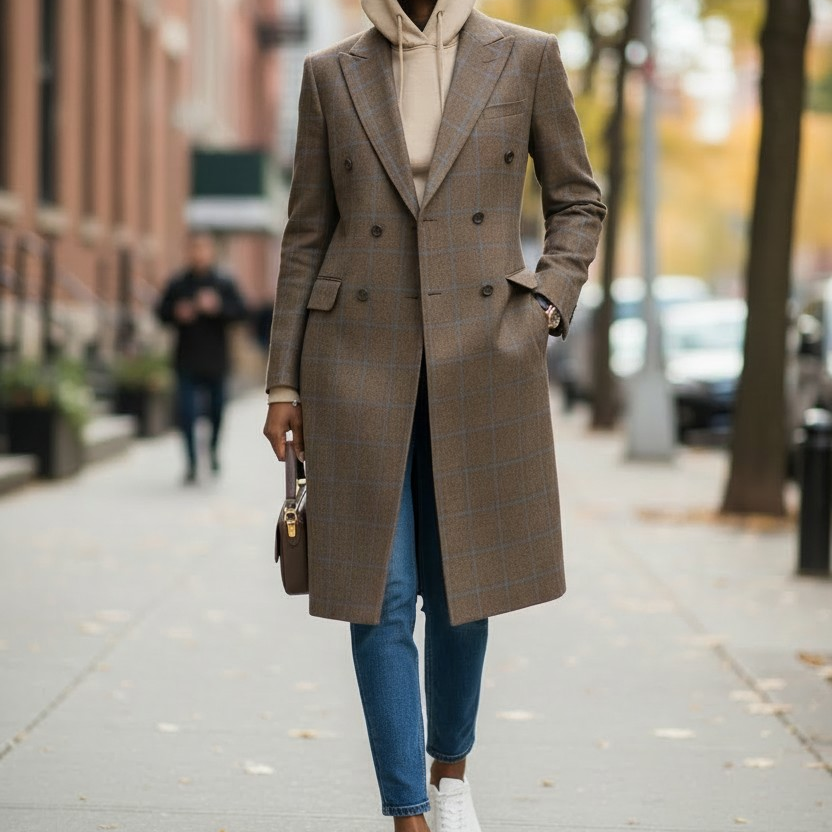 Garçon Couture Wool Windowpane Coat – Brooklyn 718 Collection | Modern Heritage Tailoring Size S