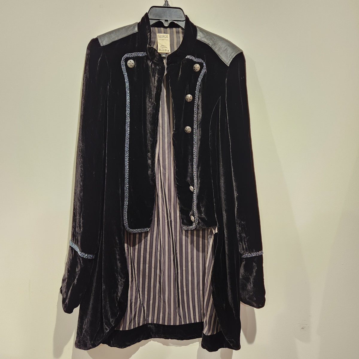 Georgie Black Silk-Blend Velvet Embellished Military Jacket