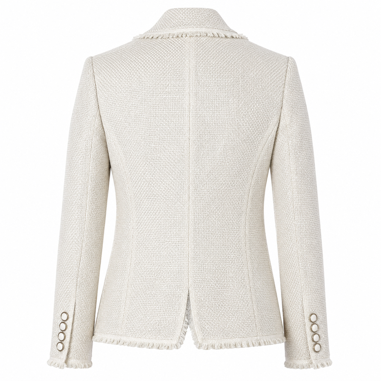 Veronica Beard Silver/Bone Tweed Double-Breasted Blazer — Size 0
