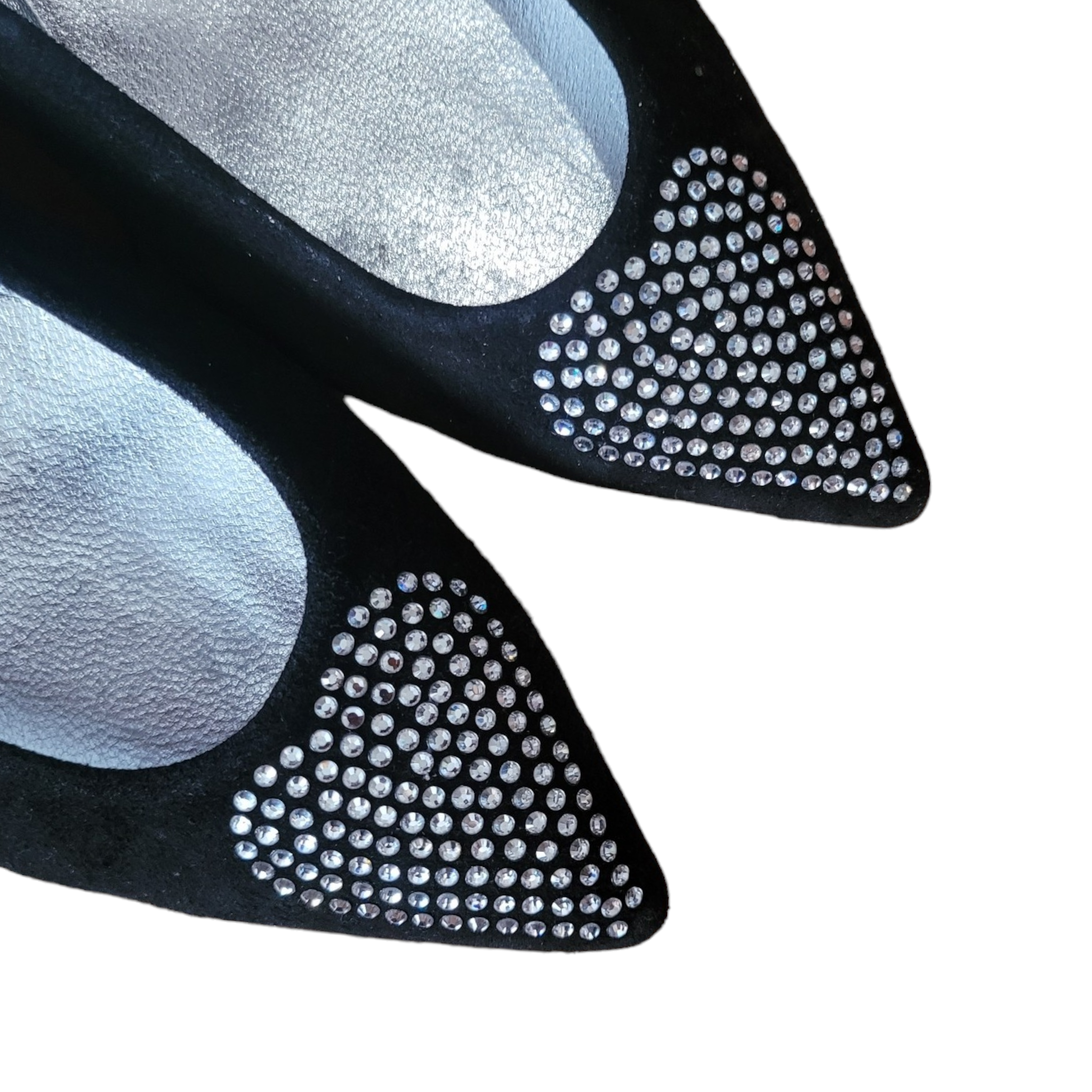 Andrea Carrano Crystal Adorned Black Suede Pointy Toe Ballerina Shop Lucille Golden Vintage 