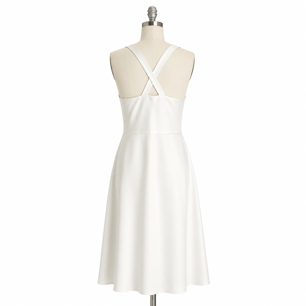 J.Crew Holiday 2009 Ivory Satin Cowl Neck Midi Slip Dress | Cross-Back Straps | Size 12