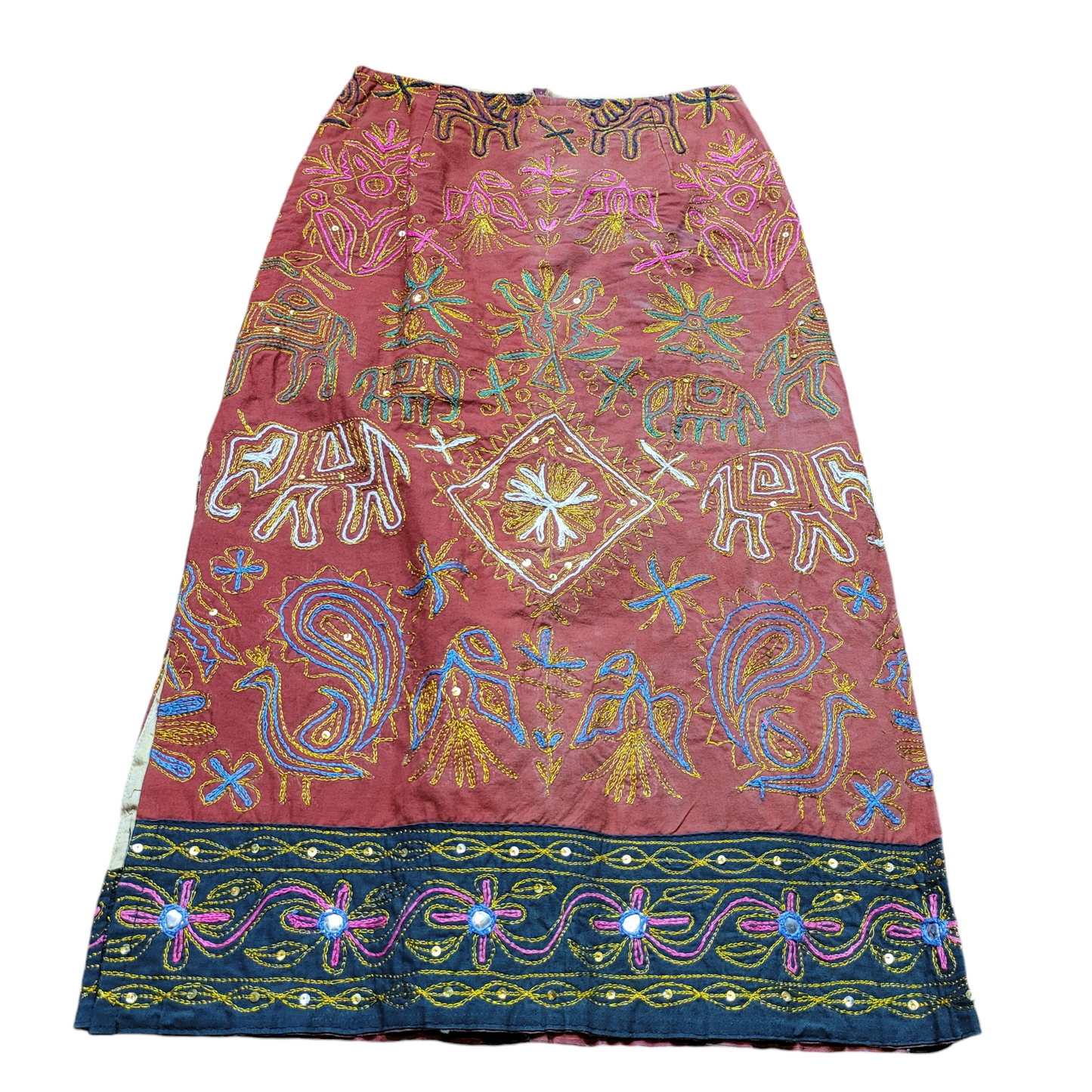 1990s Vintage Dona Jean Embroidered Midi Skirt Size S