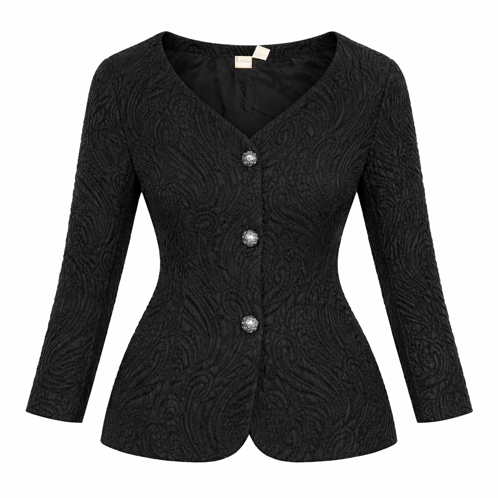 Early 2000s KRIZIA Vintage 90s Krizia Silk Jacquard Blazer • Made in Italy • Sculpted Italian Power Jacket Size 44