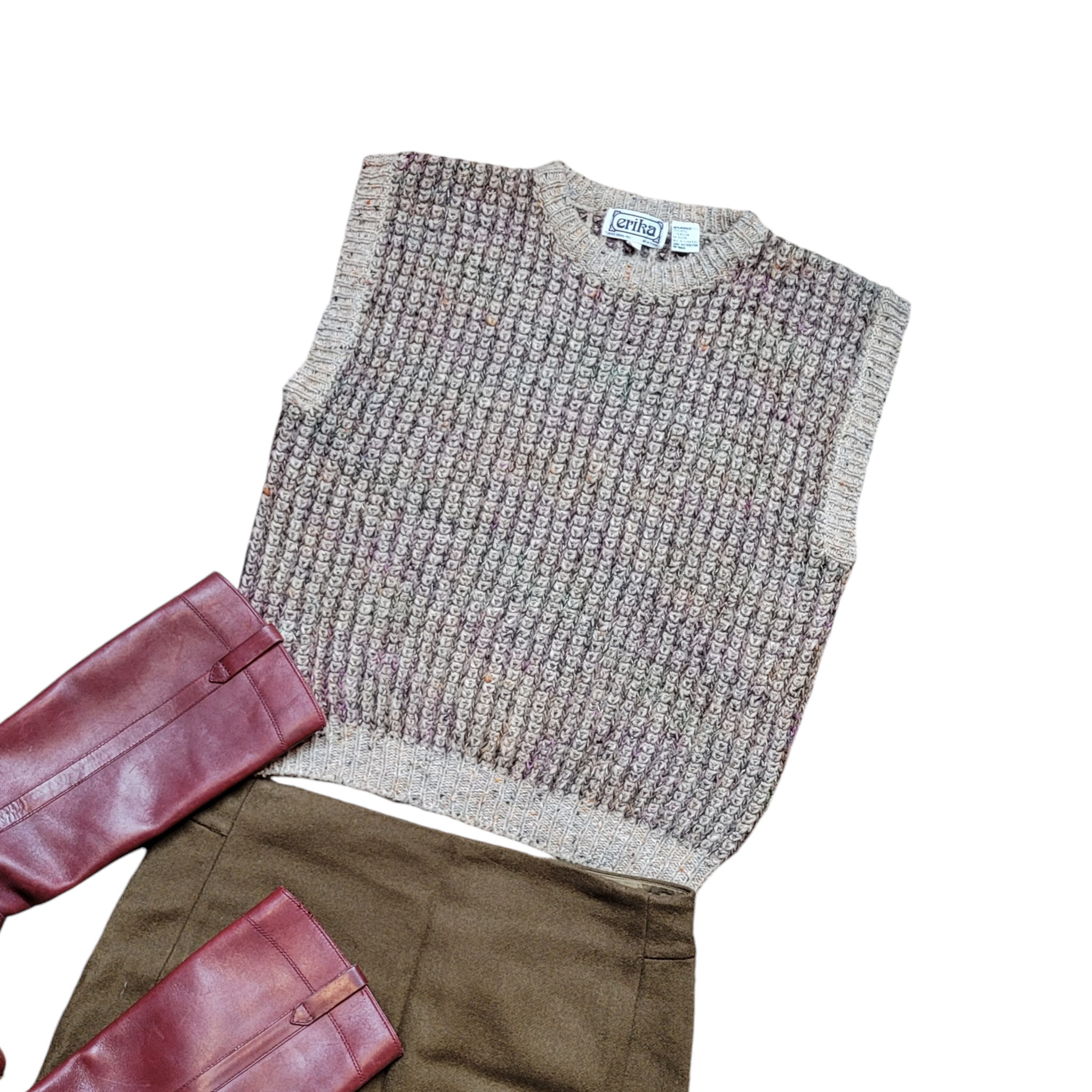80s Vintage Chunky Sweater Vest Miss Erika Inc Size L