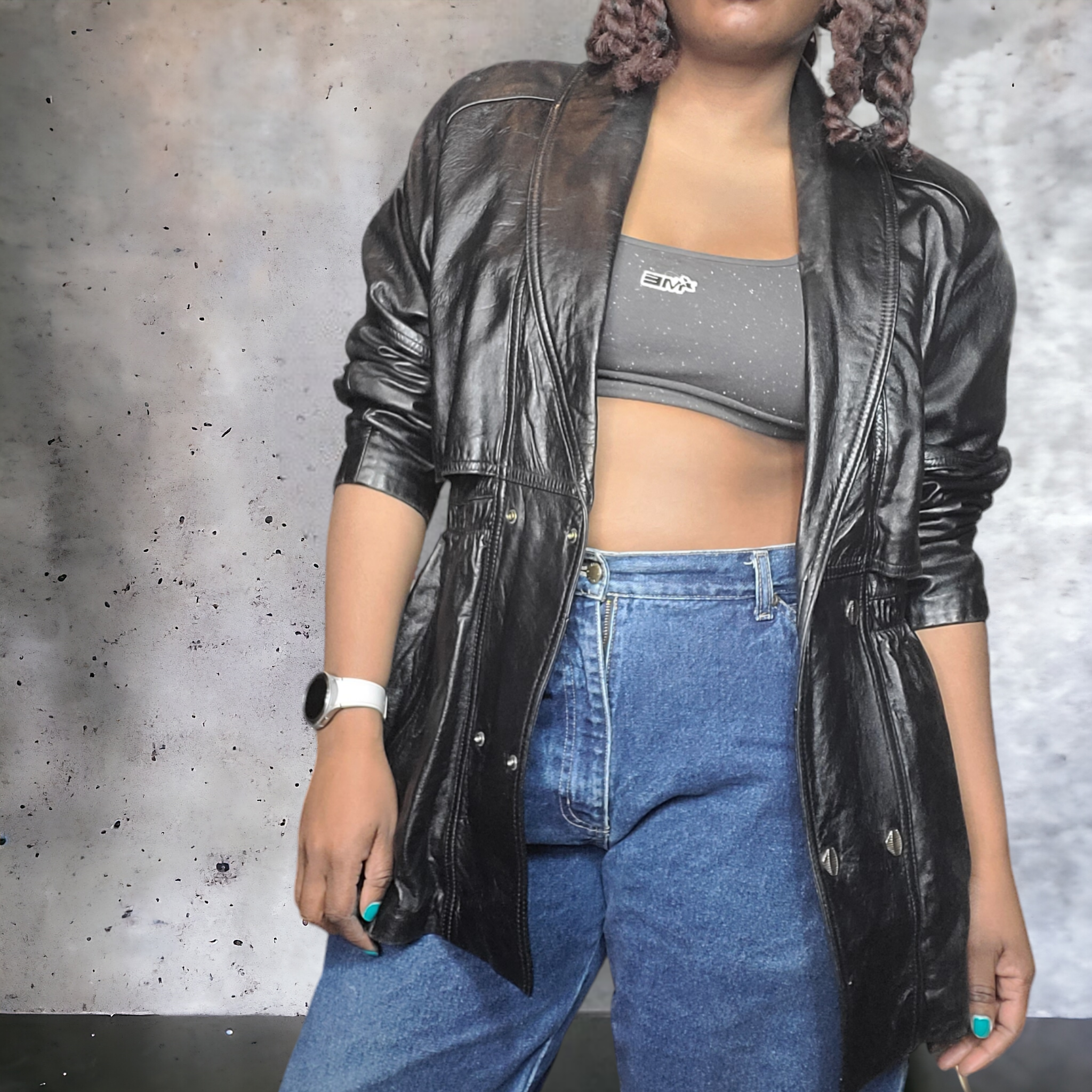 Vintage 1980s Black Leather Jacket G & M Studios Leather Jacket Size L