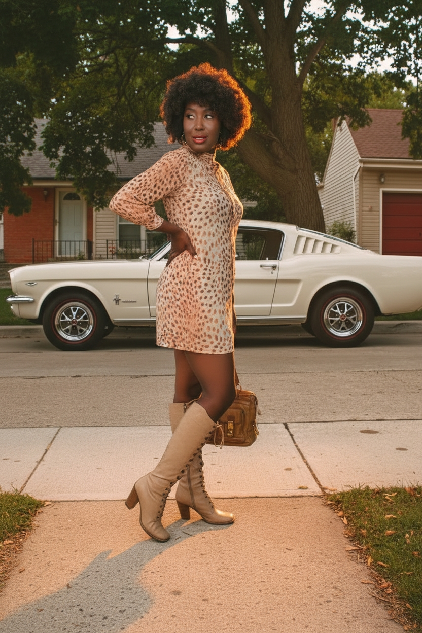 Vintage 1960s  R & K Originals Leopard Print Mini Dress Size M