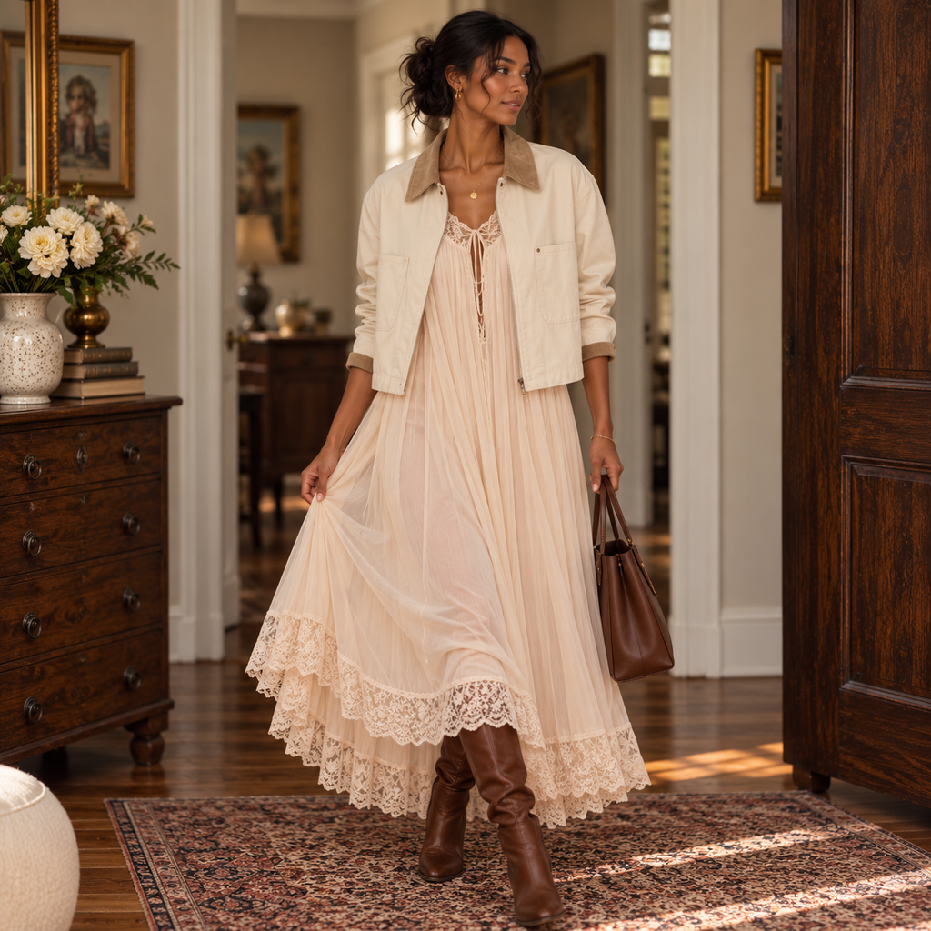 Vintage Lace Trimmed Sheer Nightgown