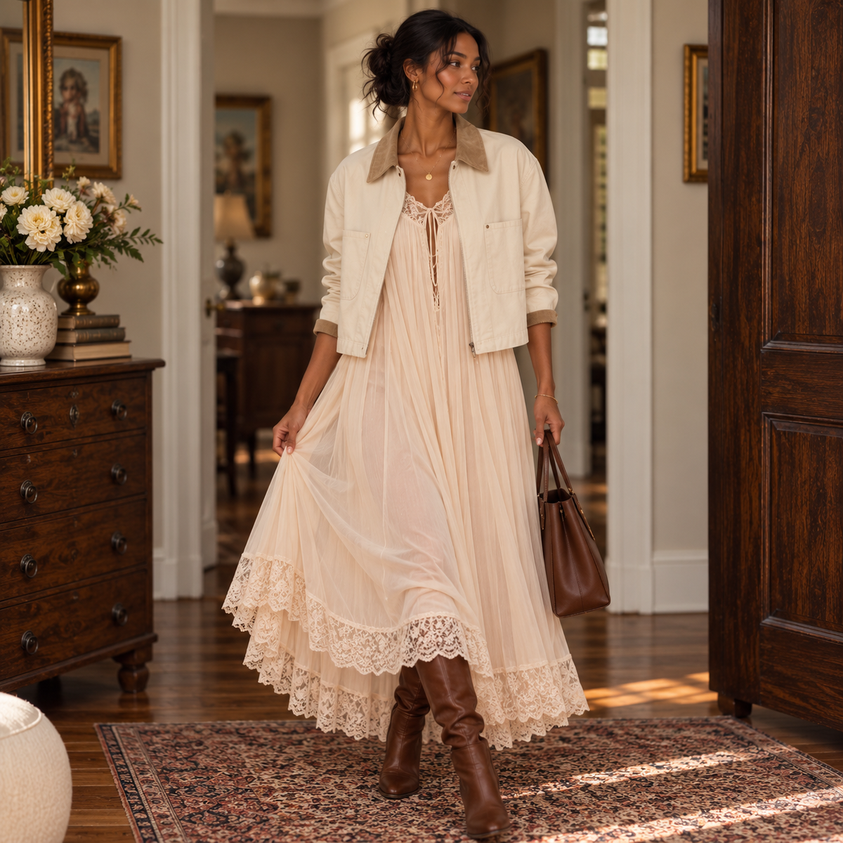 Vintage Lace Trimmed Sheer Nightgown