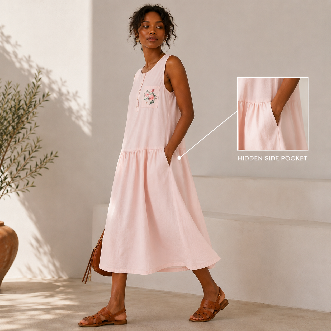 80s Cherokee Pink Sleeveless Dress Size M