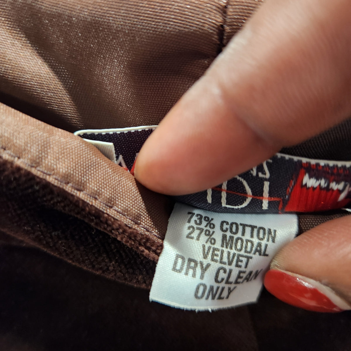 Vintage MONDI Chocolate Brown Cotton-Modal Velvet Trousers — Size 12