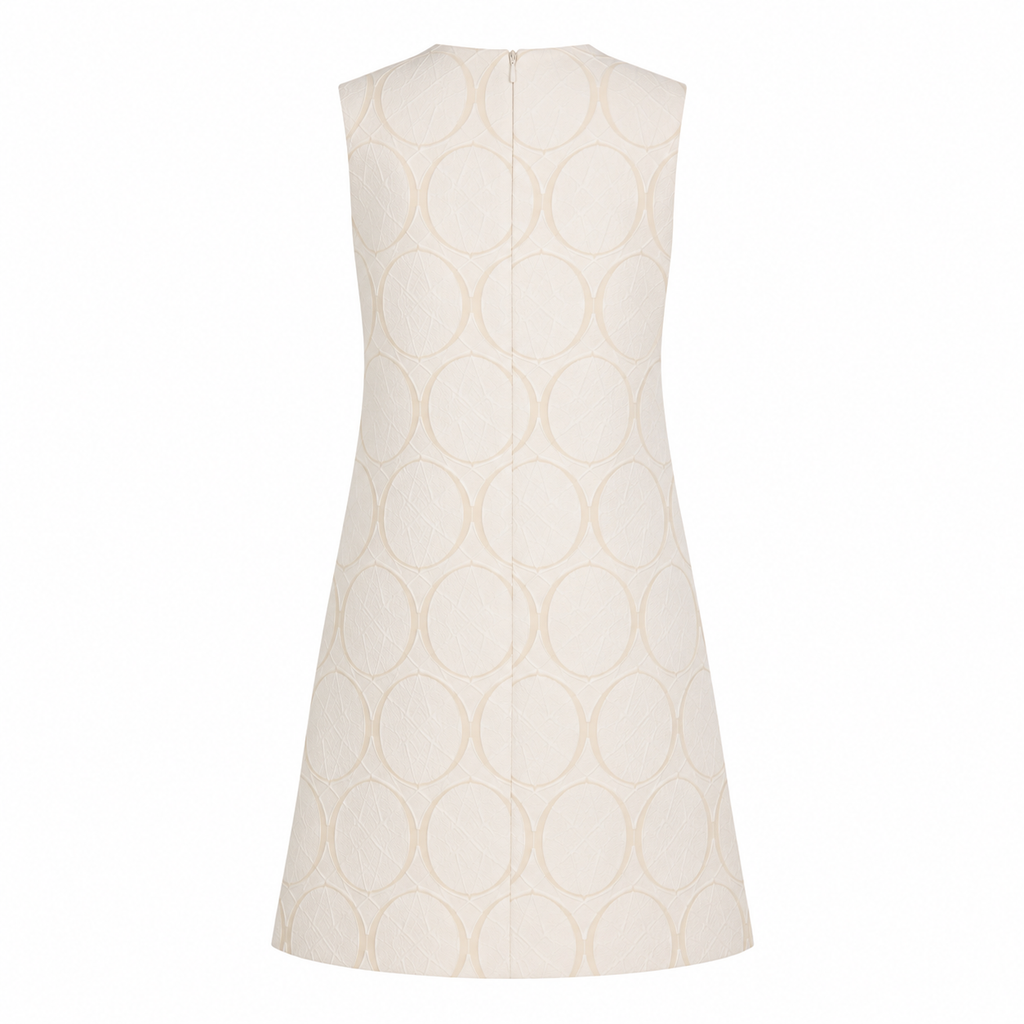 1960s Vintage Mod Shift A Line Dress Cream/Tan Size L