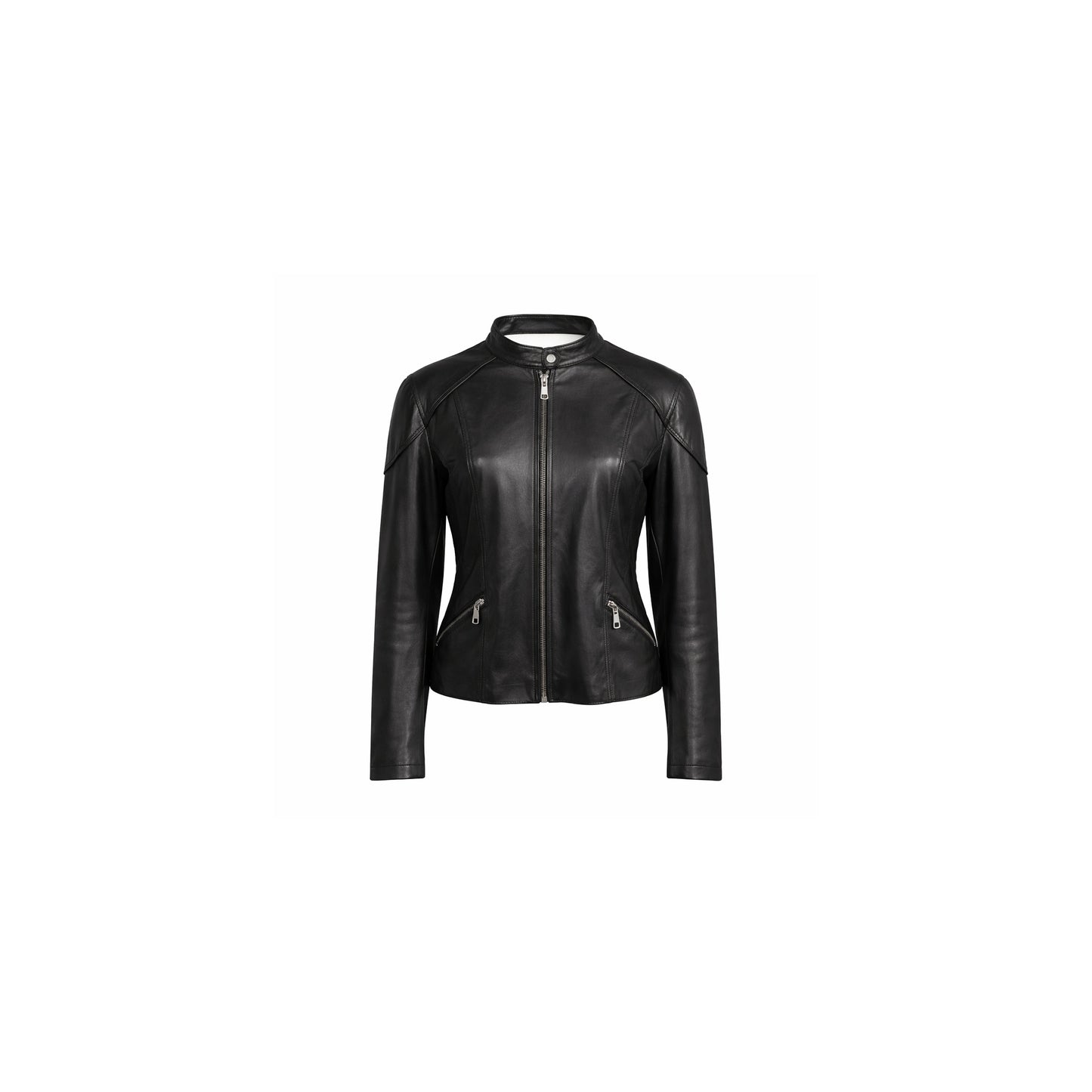 Genuine New Zealand Lambskin Leather Moto Jacket – Black M