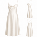 J.Crew Holiday 2009 Ivory Satin Cowl Neck Midi Slip Dress | Cross-Back Straps | Size 12