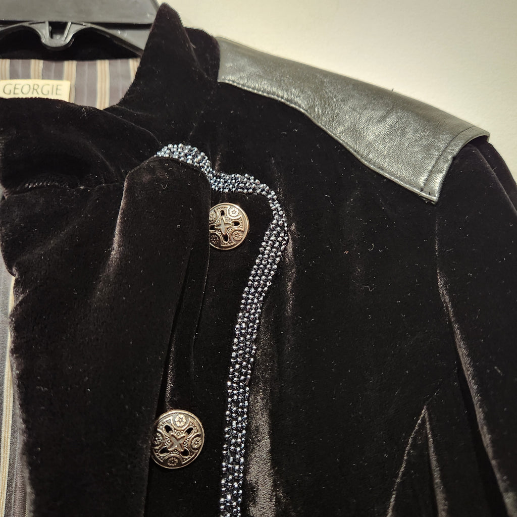 Georgie Black Silk-Blend Velvet Embellished Military Jacket