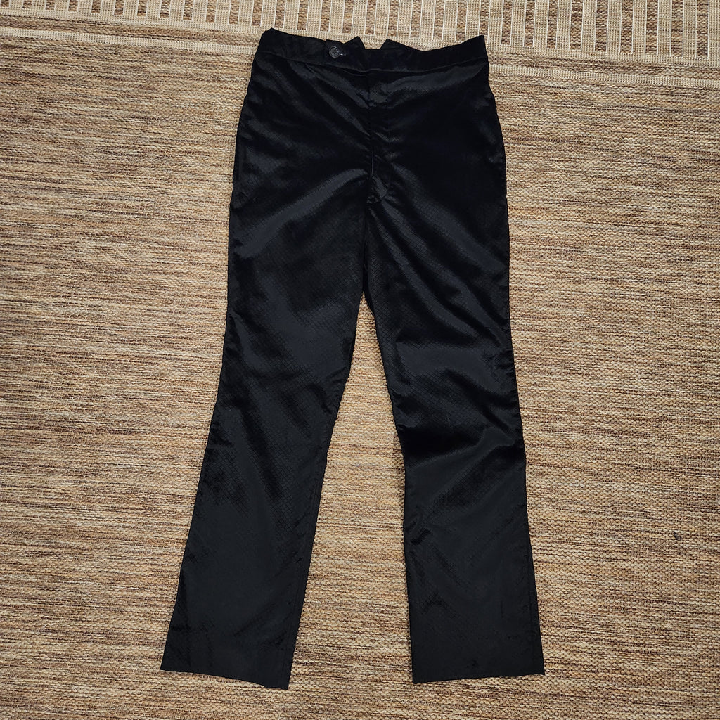 Men’s Black Diamond-Pattern Velvet Flared Trousers | Vintage