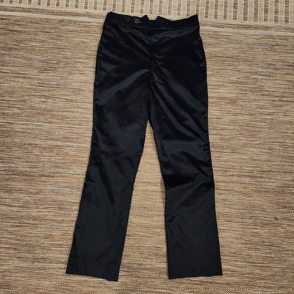 Men’s Black Diamond-Pattern Velvet Flared Trousers | Vintage