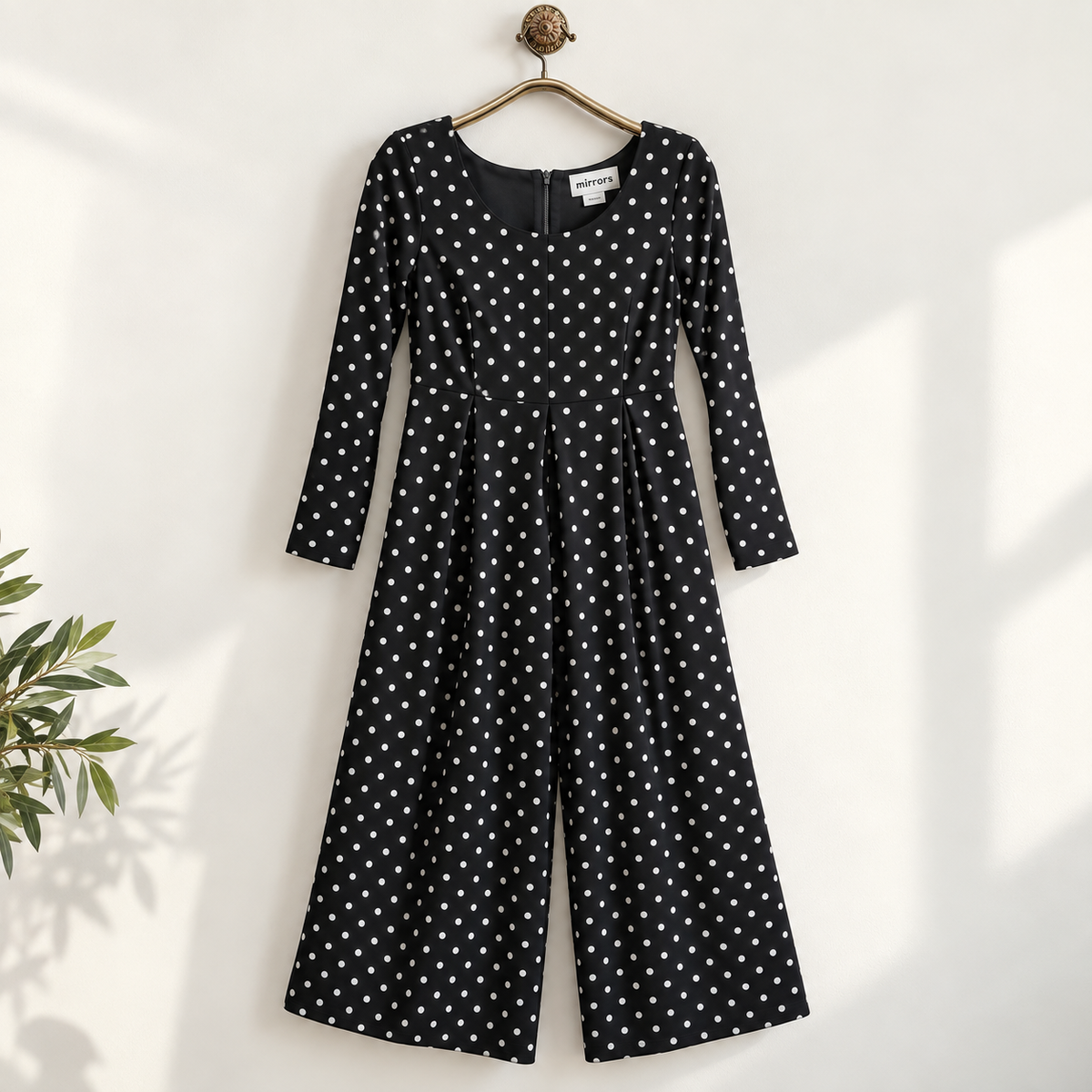 Vintage Long Sleeve Polka Dot Jumpsuit