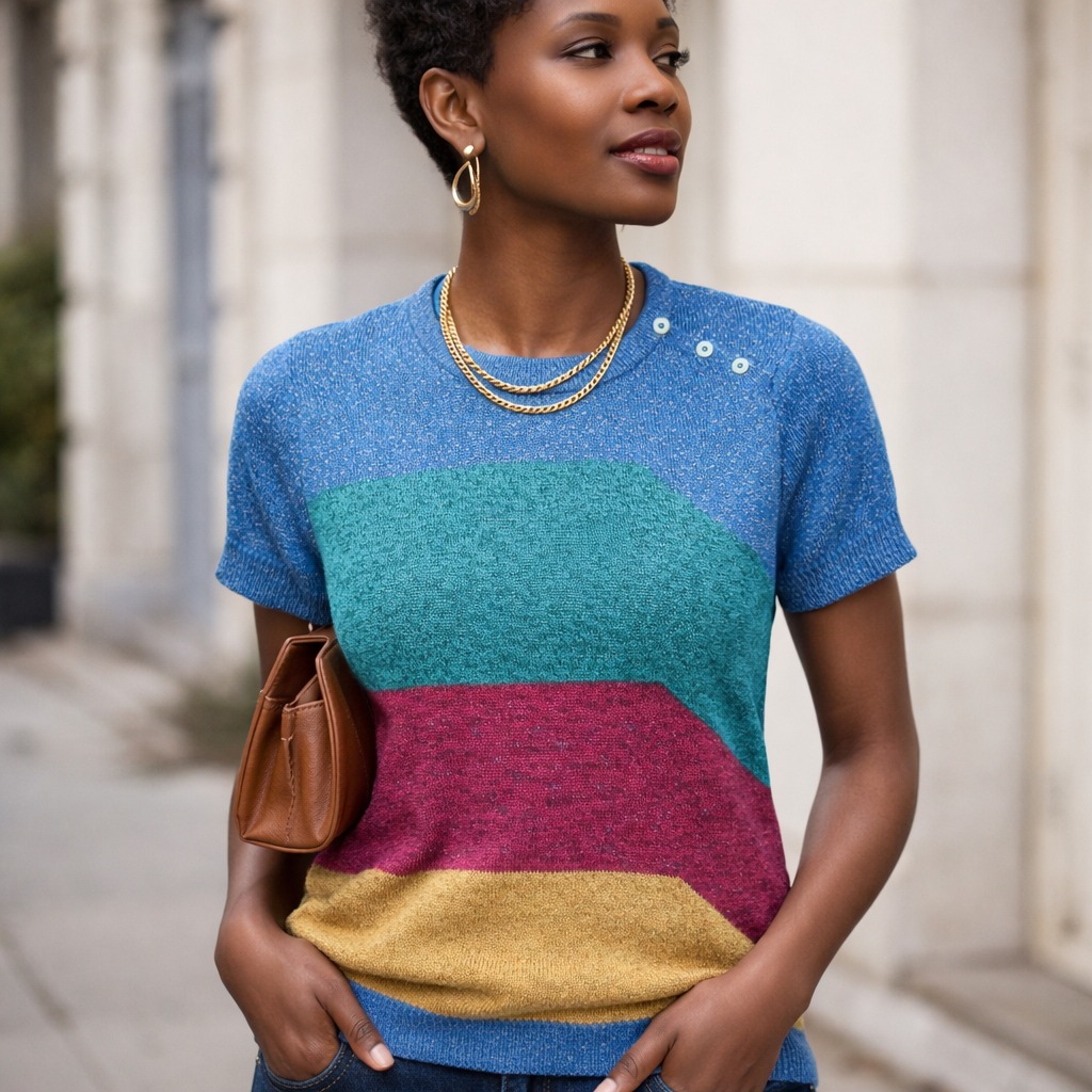 1970s Vintage Lurex Stripe Matellic Sweater Size S