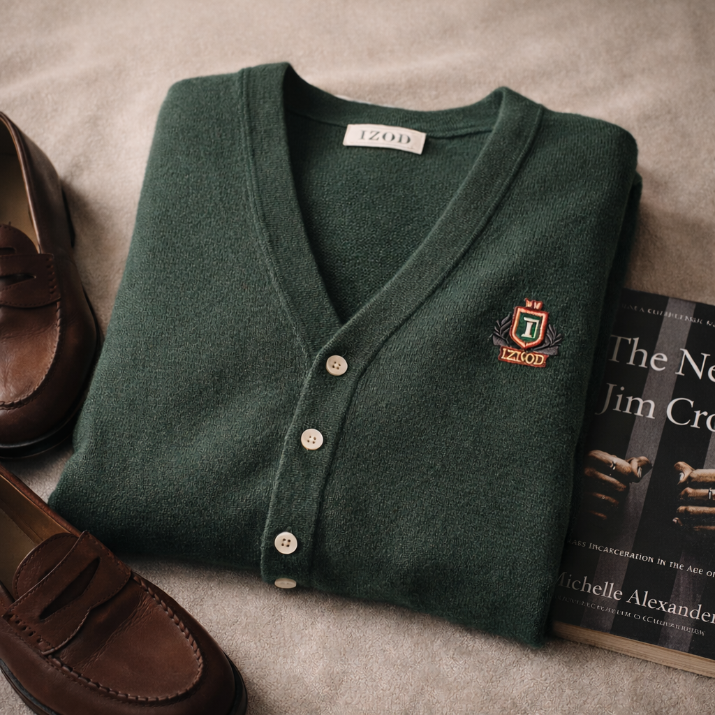 90's Green  Izod Cardigan, Sz L