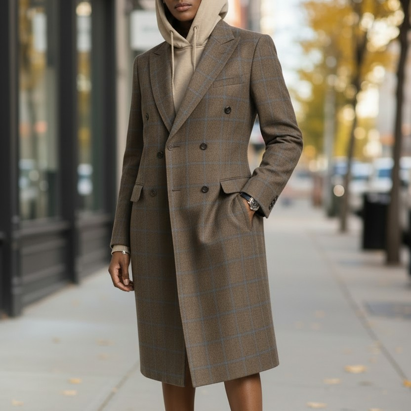 Garçon Couture Wool Windowpane Coat – Brooklyn 718 Collection | Modern Heritage Tailoring Size S