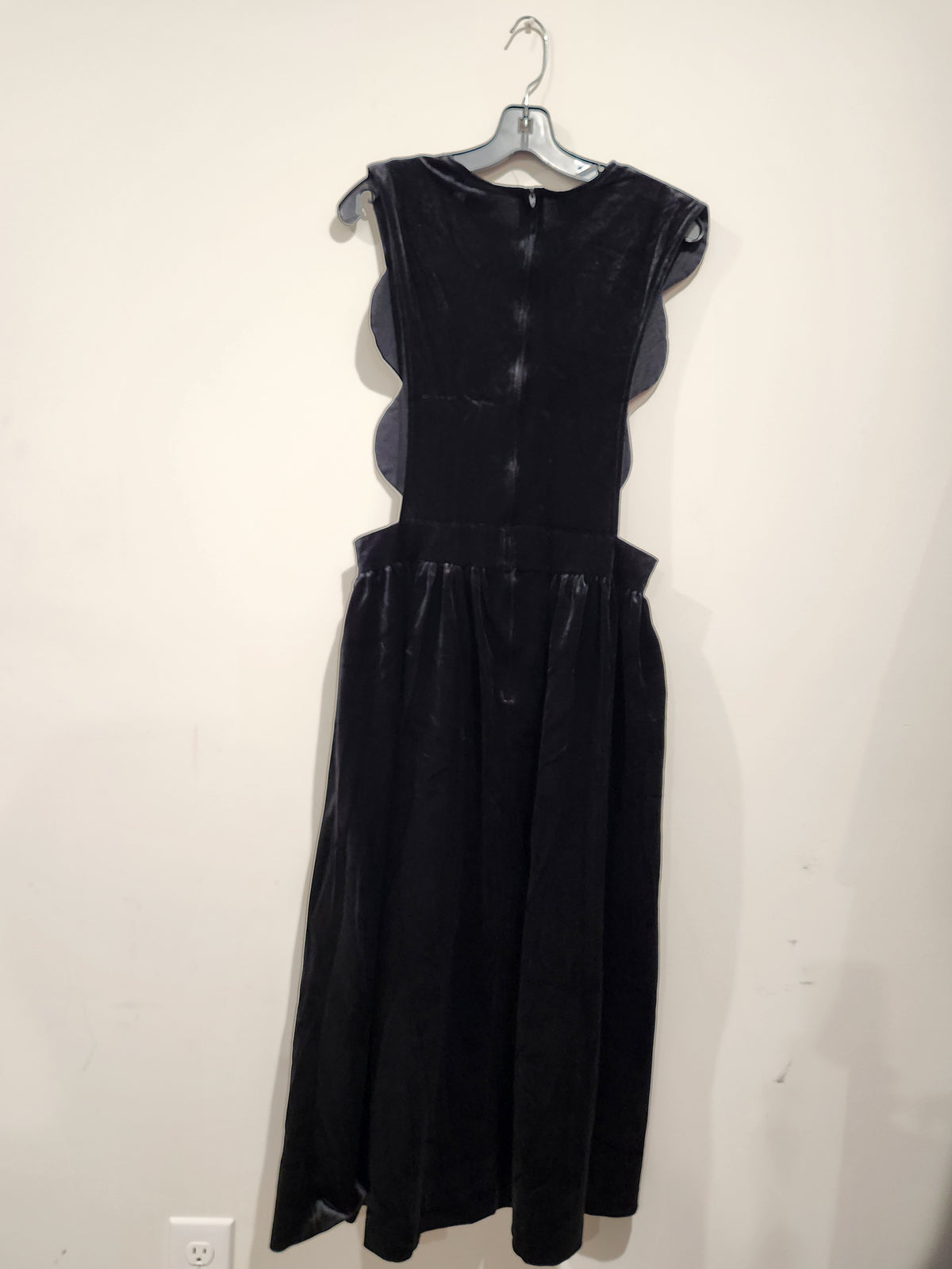 Vintage Harold Square Sculptural Black Velvet Jumper Dress with Rose Detail